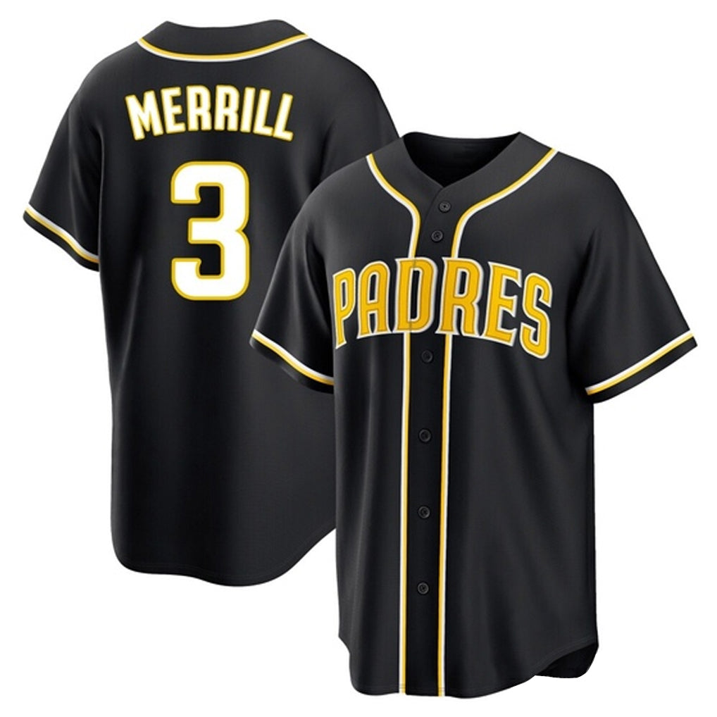 tocy S.Diego Padres #3 Jackson Merrill Player Black 2026 Fashion Home Stitched Jerseys