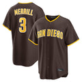 tocy S.Diego Padres #3 Jackson Merrill Player Brown Home Game Stitched Jerseys