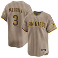 tocy S.Diego Padres #3 Jackson Merrill Player Khaki Home Limited Stitched Jerseys