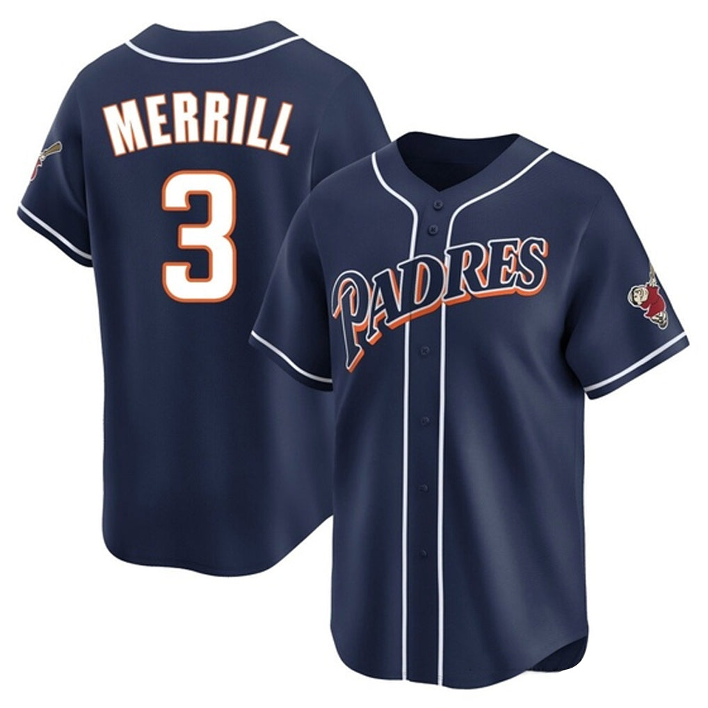 tocy S.Diego Padres #3 Jackson Merrill Player Navy Cooperstown Collection Limited Home Stitched Jerseys
