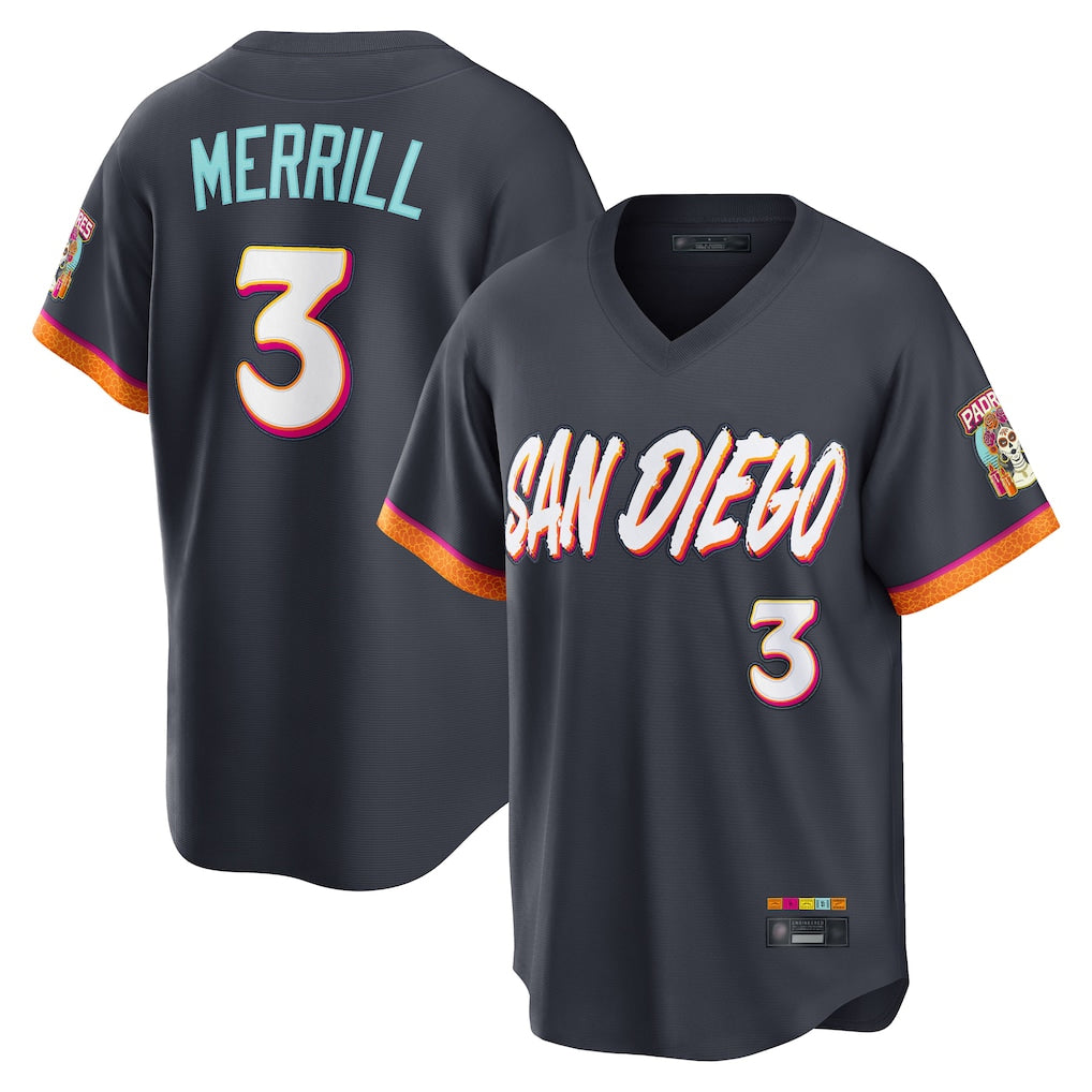 tocy S.Diego Padres #3 Jackson Merrill Player Obsidian 2026 City Connect Home Limited T-shirt Stitched Jerseys
