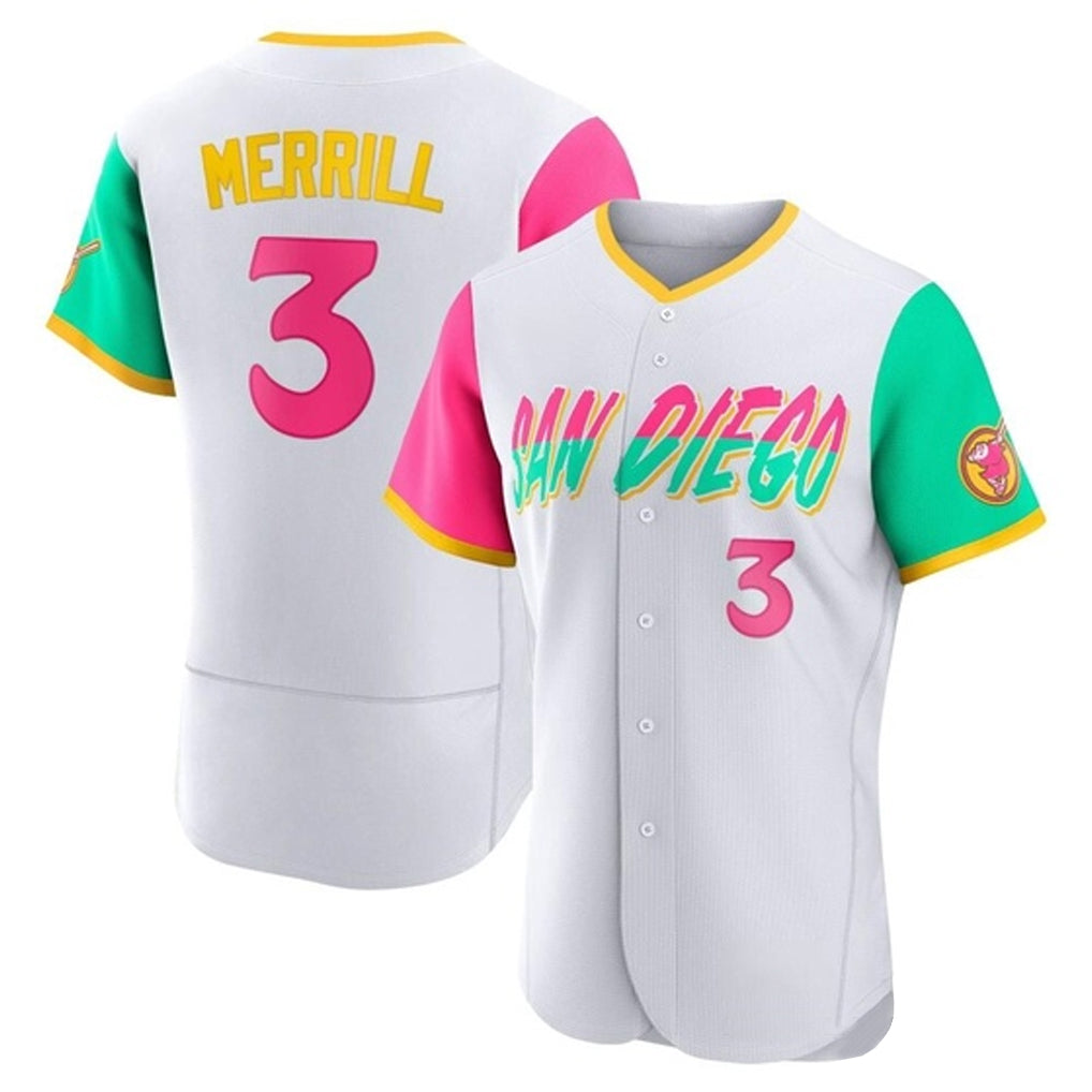 tocy S.Diego Padres #3 Jackson Merrill Player White City Connect Home Limited Elite Stitched Jerseys
