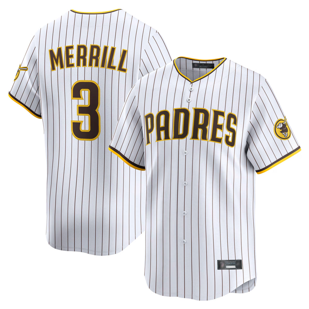 tocy S.Diego Padres #3 Jackson Merrill Player White Home Limited Stitched Jerseys