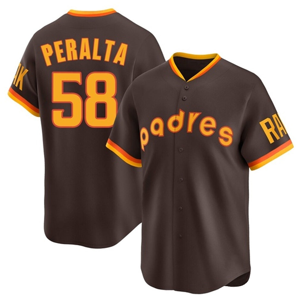 tocy S.Diego Padres #58 Wandy Peralta Player Brown Home Cooperstown Collection Replica Game Stitched Jerseys