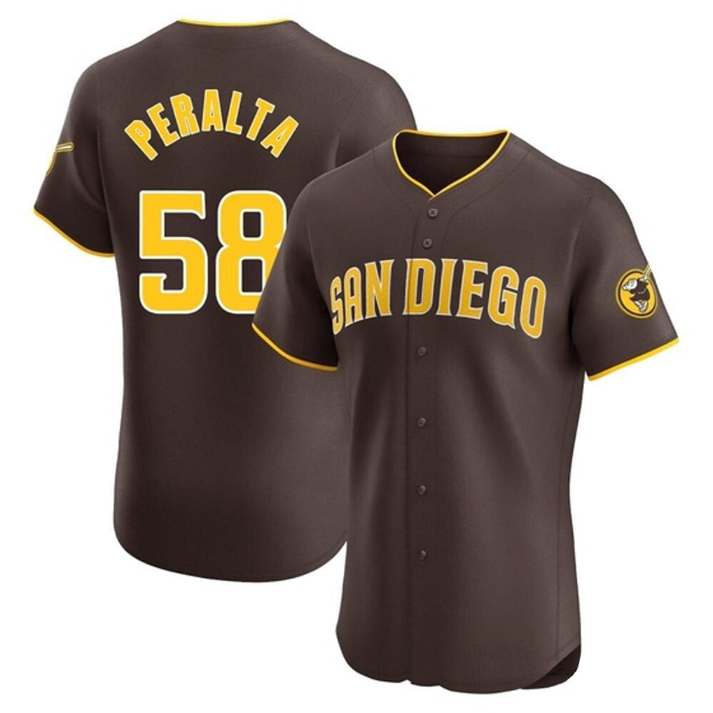 tocy S.Diego Padres #58 Wandy Peralta Player Brown Home Limited Elite Stitched Jerseys