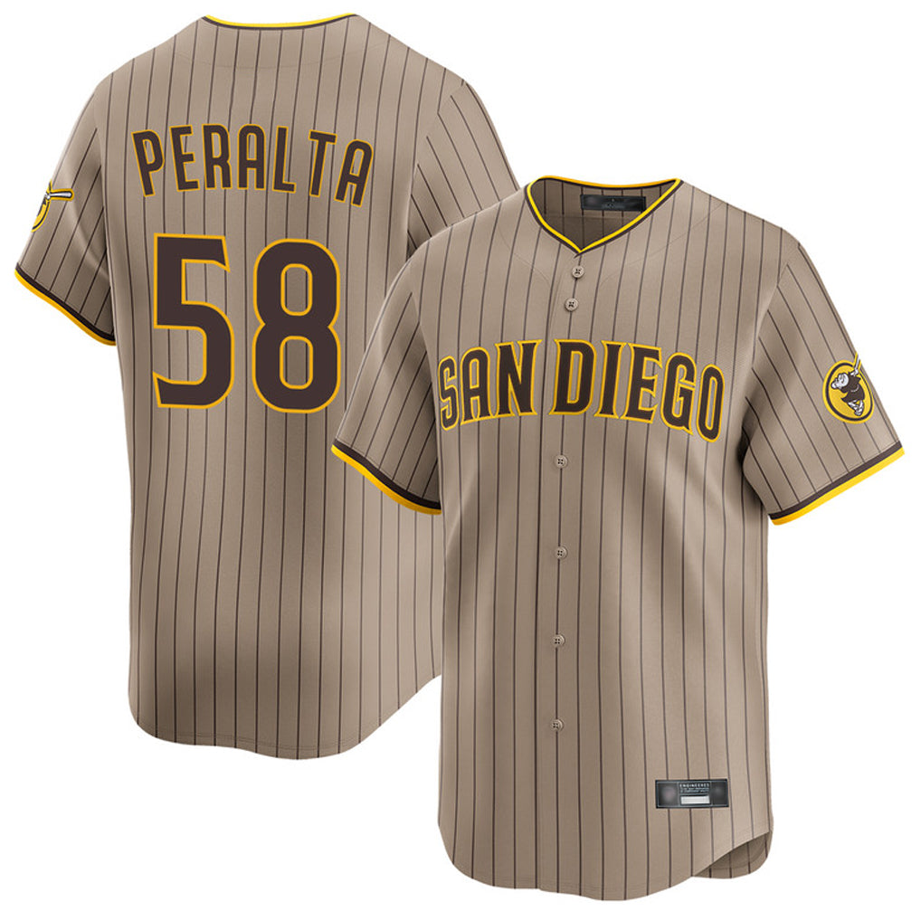 tocy S.Diego Padres #58 Wandy Peralta Player Khaki Home Limited Stitched Jerseys