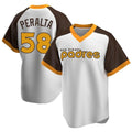 tocy S.Diego Padres #58 Wandy Peralta Player White Home Cooperstown Collection Replica Game Stitched Jerseys