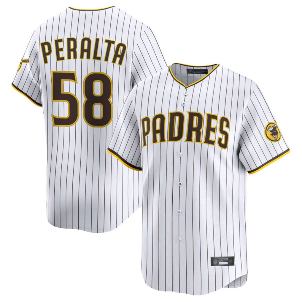 tocy S.Diego Padres #58 Wandy Peralta Player White Limited Home Stitched Jerseys