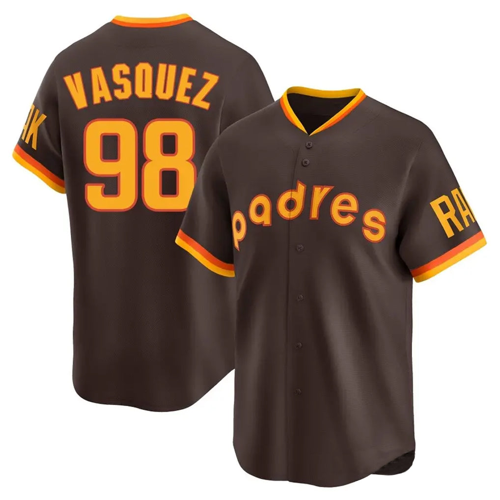 tocy S.Diego Padres #98 Randy Vasquez Player Brown Home Cooperstown Collection Replica Game Stitched Jerseys