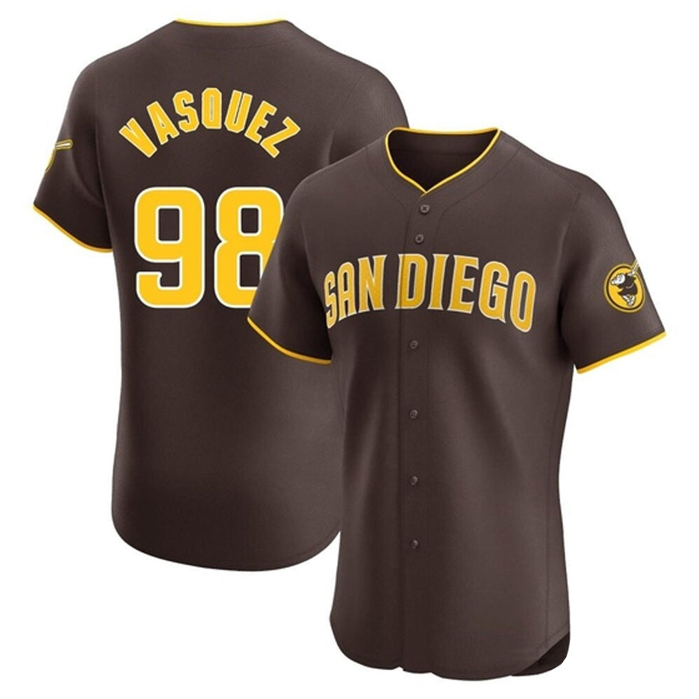 tocy S.Diego Padres #98 Randy Vasquez Player Brown Home Limited Elite Stitched Jerseys