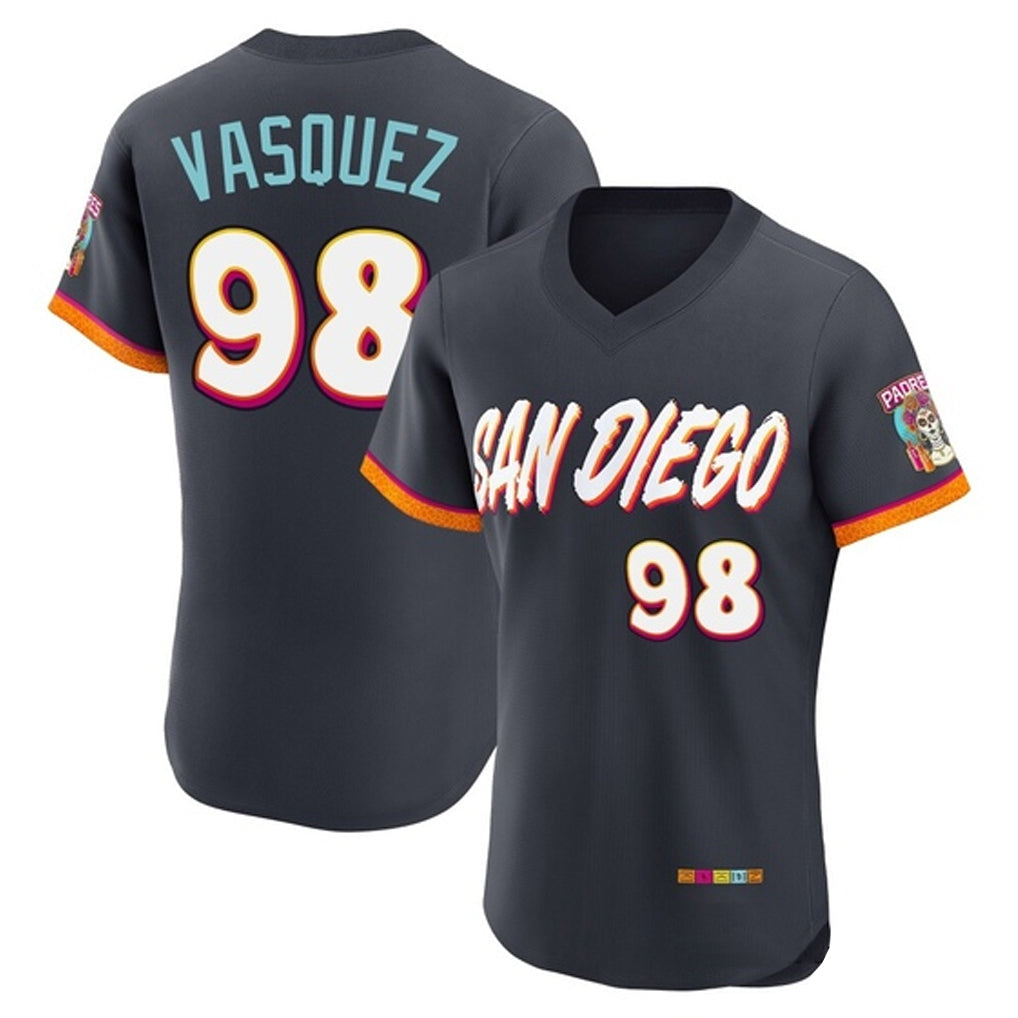 tocy S.Diego Padres #98 Randy Vasquez Player Obsidian 2026 City Connect Home Limited Elite T-shirt Stitched Jerseys