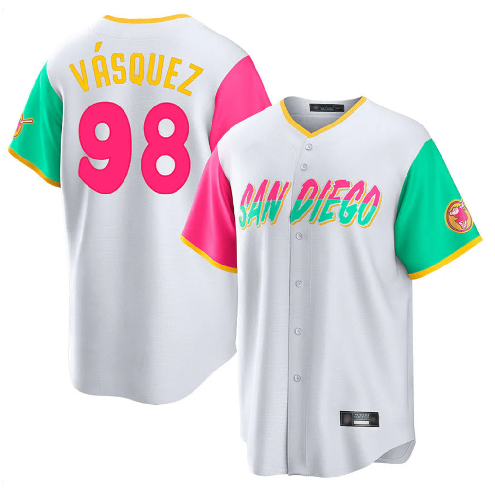 tocy S.Diego Padres #98 Randy Vasquez Player White City Connect Home Game Stitched Jerseys