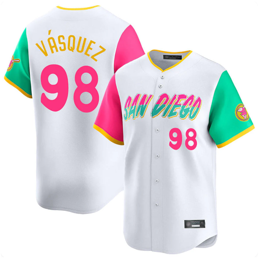 tocy S.Diego Padres #98 Randy Vasquez Player White City Connect Home Limited Stitched Jerseys