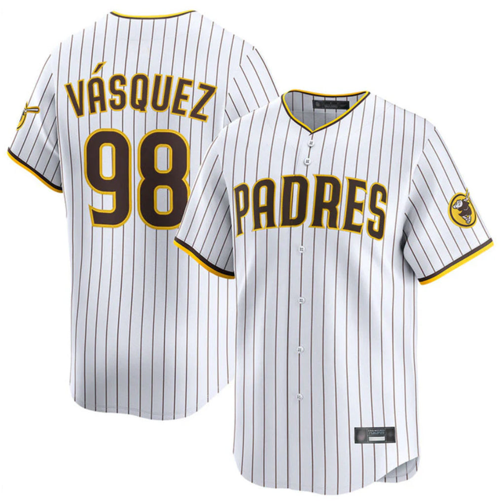 tocy S.Diego Padres #98 Randy Vasquez Player White Home Limited Stitched Jerseys