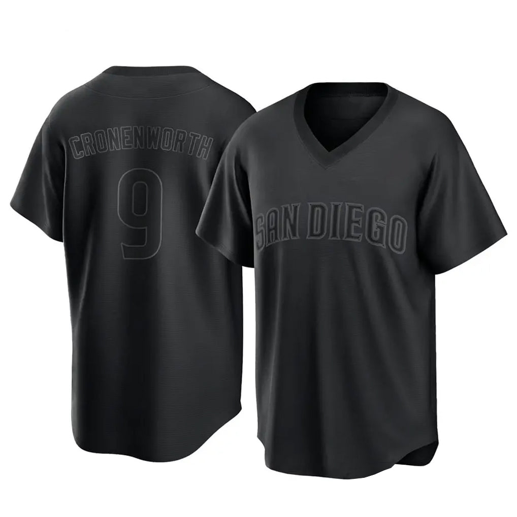 tocy S.Diego Padres #9 Jake Cronenworth Player Black Pitch Fashion Game T-shirt Stitched Jerseys