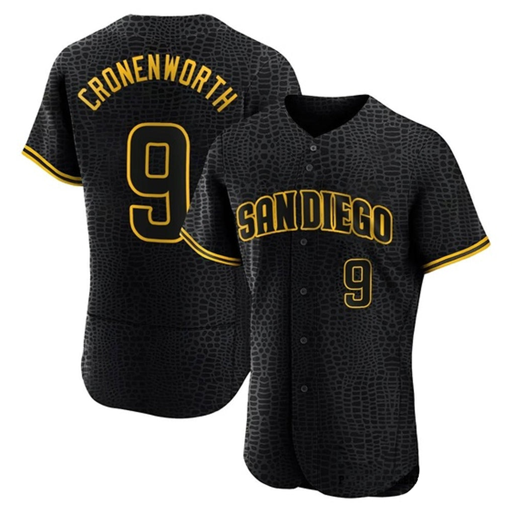tocy S.Diego Padres #9 Jake Cronenworth Player Black Snake Skin City Home Limited Elite Stitched Jerseys