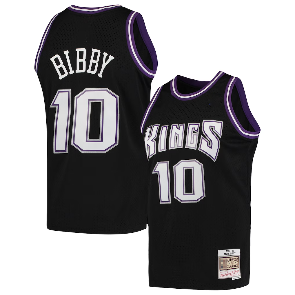 tocy S.Kings #10 Mike Bibby Mitchell & Ness Black Hardwood Classics Swingman Jerseys