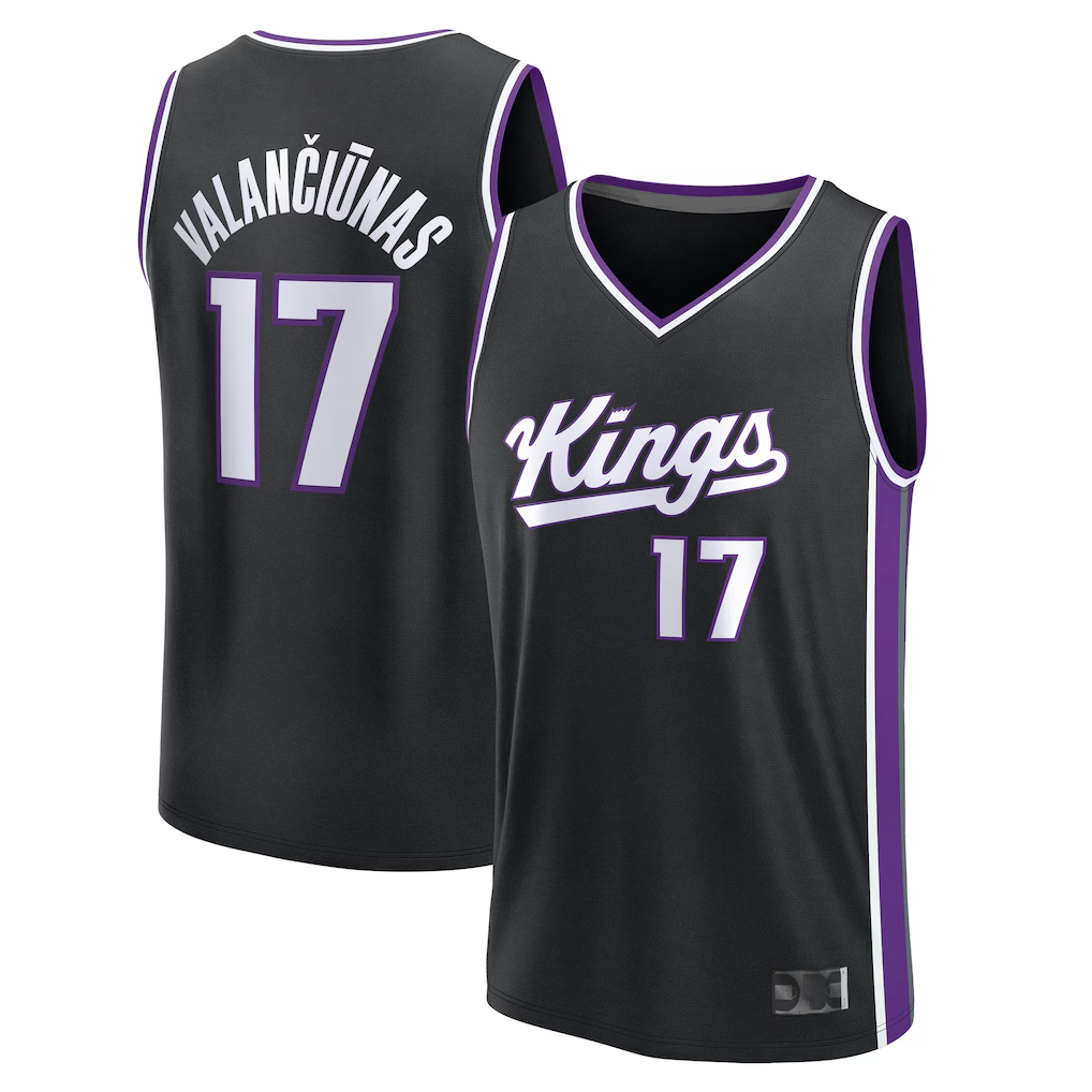 tocy S.Kings #17 Jonas Valan?i¨±nas Fanatics Black Fast Break Replica Jerseys - Icon Edition
