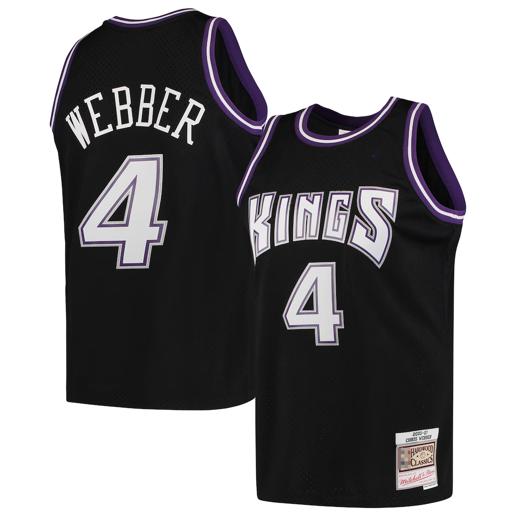 tocy S.Kings #4 Chris Webber Mitchell & Ness Black 2000-2001 Hardwood Classics Swingman Jerseys
