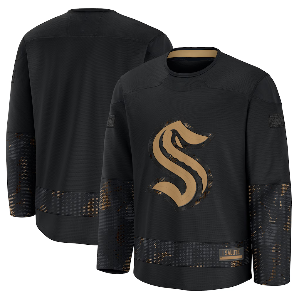 Tocy S.Kraken Black 2024 Military Appreciation Practice Jerseys
