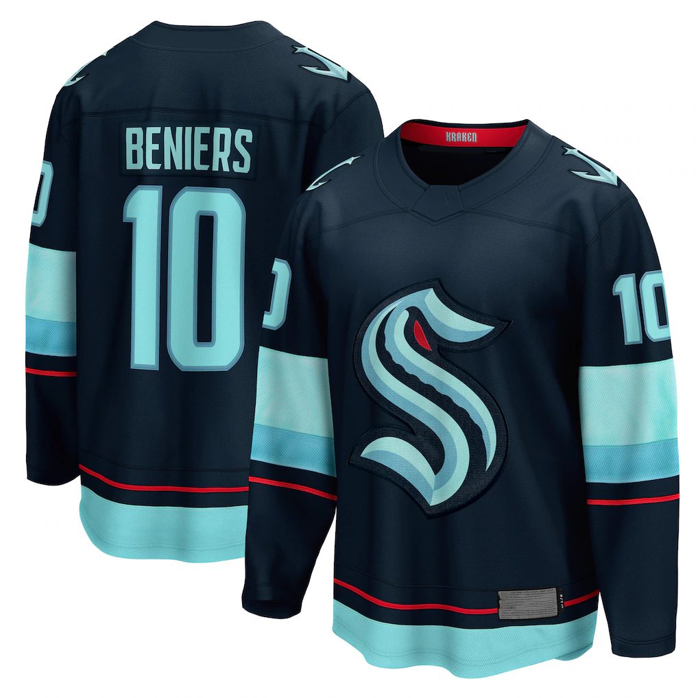 Tocy S.Kraken #10 Matty Beniers Deep Sea Blue Premier Breakaway Player Jerseys