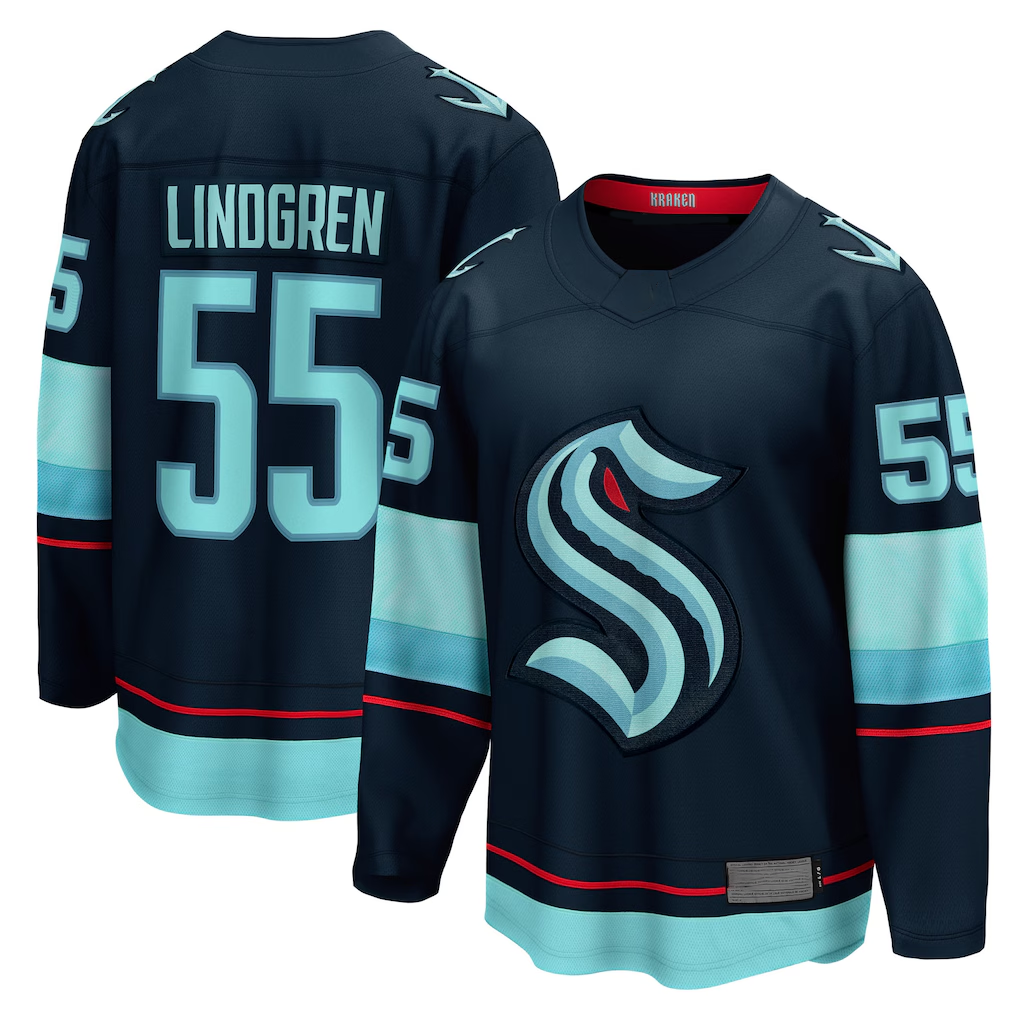 Tocy S.Kraken #55 Ryan Lindgren Deep Sea Blue Home Breakaway Jerseys
