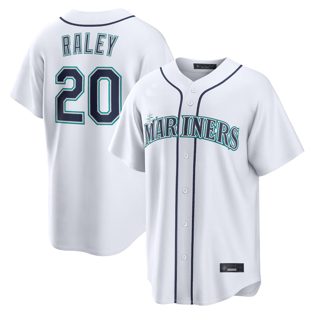 tocy S.Mariners #20 Luke Raley Player White Home Game Stitched Jerseys
