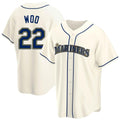 tocy S.Mariners #22 Bryan Woo Player Cream Home Game Stitched Jerseys
