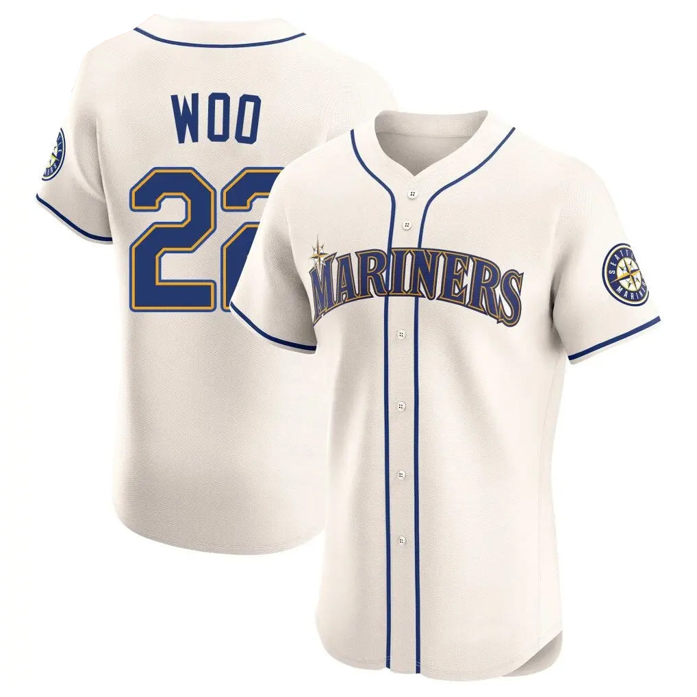 tocy S.Mariners #22 Bryan Woo Player Cream Home Limited Elite Stitched Jerseys