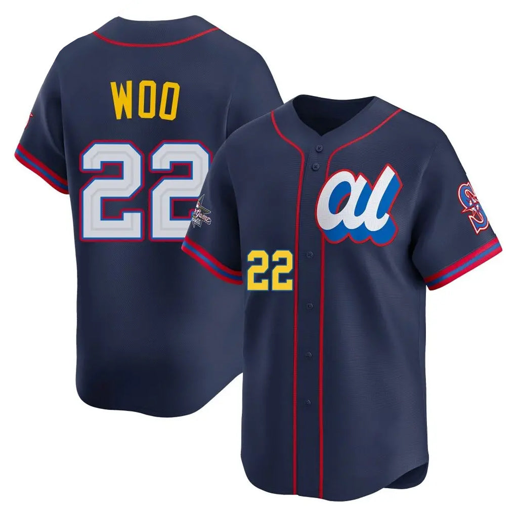 tocy S.Mariners #22 Bryan Woo Player Navy American League All-Star Edition Limited Stitched Jerseys