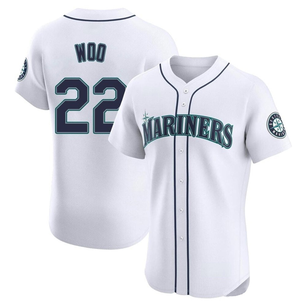 tocy S.Mariners #22 Bryan Woo Player White Home Limited Elite Stitched Jerseys