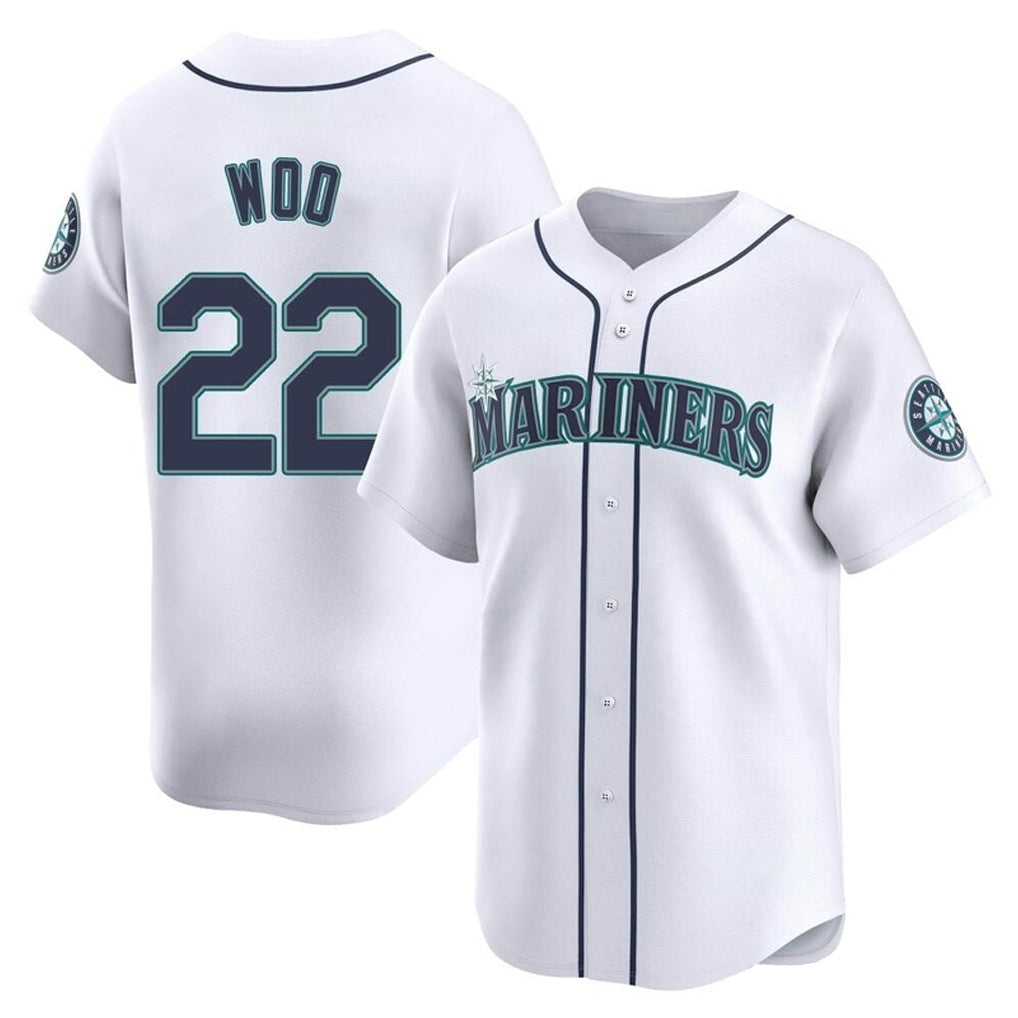 tocy S.Mariners #22 Bryan Woo Player White Home Limited Stitched Jerseys