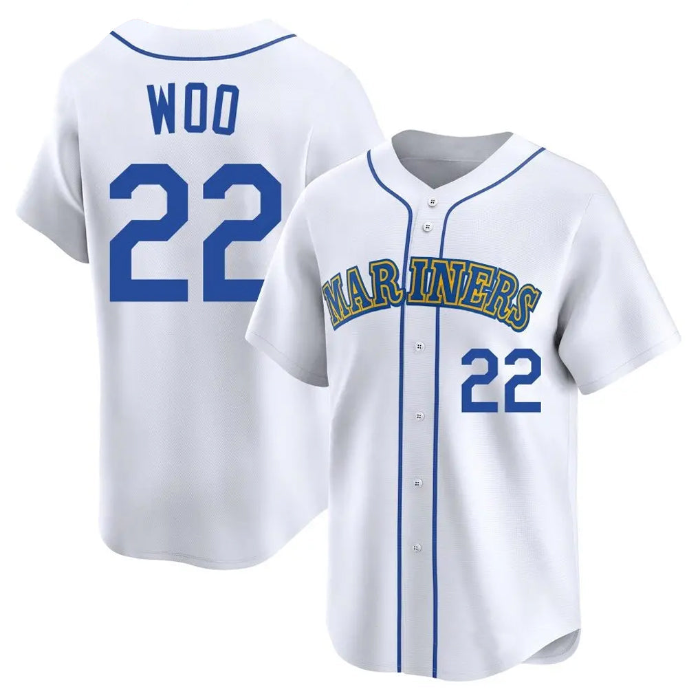 tocy S.Mariners #22 Bryan Woo Player White Pitch Fashion Game Stitched Jerseys