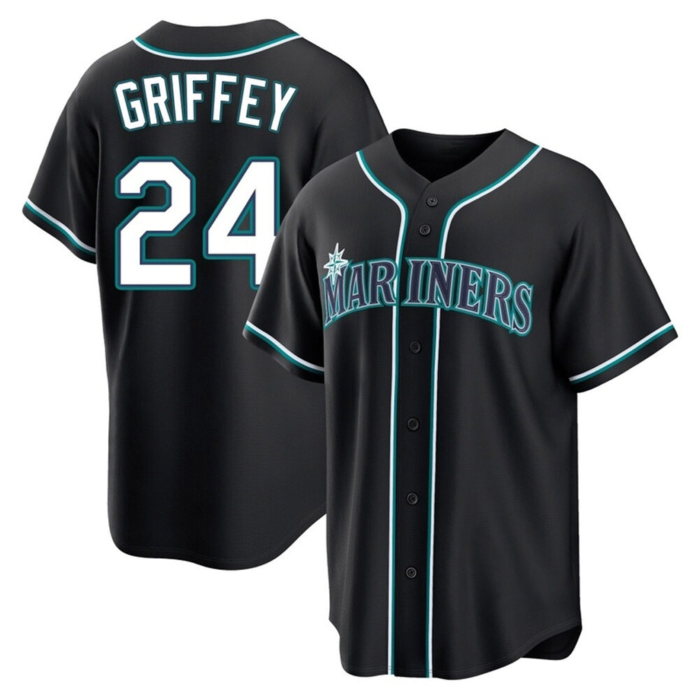 tocy S.Mariners #24 Ken Griffey Jr Player Black Fashion Home Limited Stitched Jerseys