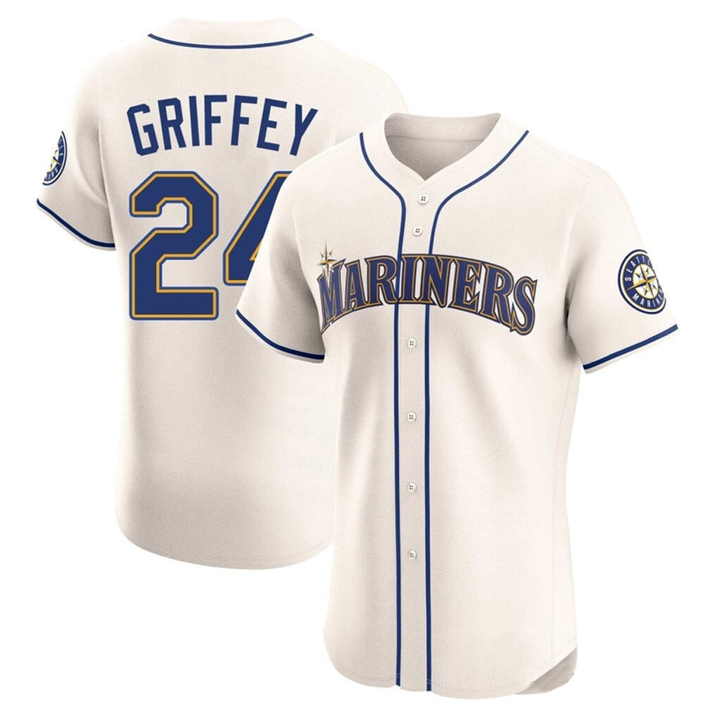 tocy S.Mariners #24 Ken Griffey Jr Player Cream Home Limited Elite Stitched Jerseys