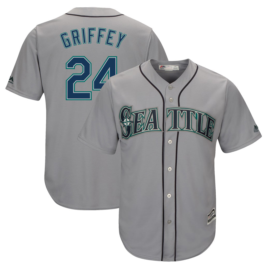 tocy S.Mariners #24 Ken Griffey Jr Player Gray Cool Base Home Game Stitched Jerseys