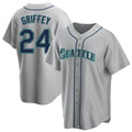 tocy S.Mariners #24 Ken Griffey Jr Player Gray Home Game Stitched Jerseys