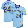 tocy S.Mariners #24 Ken Griffey Jr Player Light Blue Mitchell & Ness Cooperstown Collection Game Stitched Jerseys