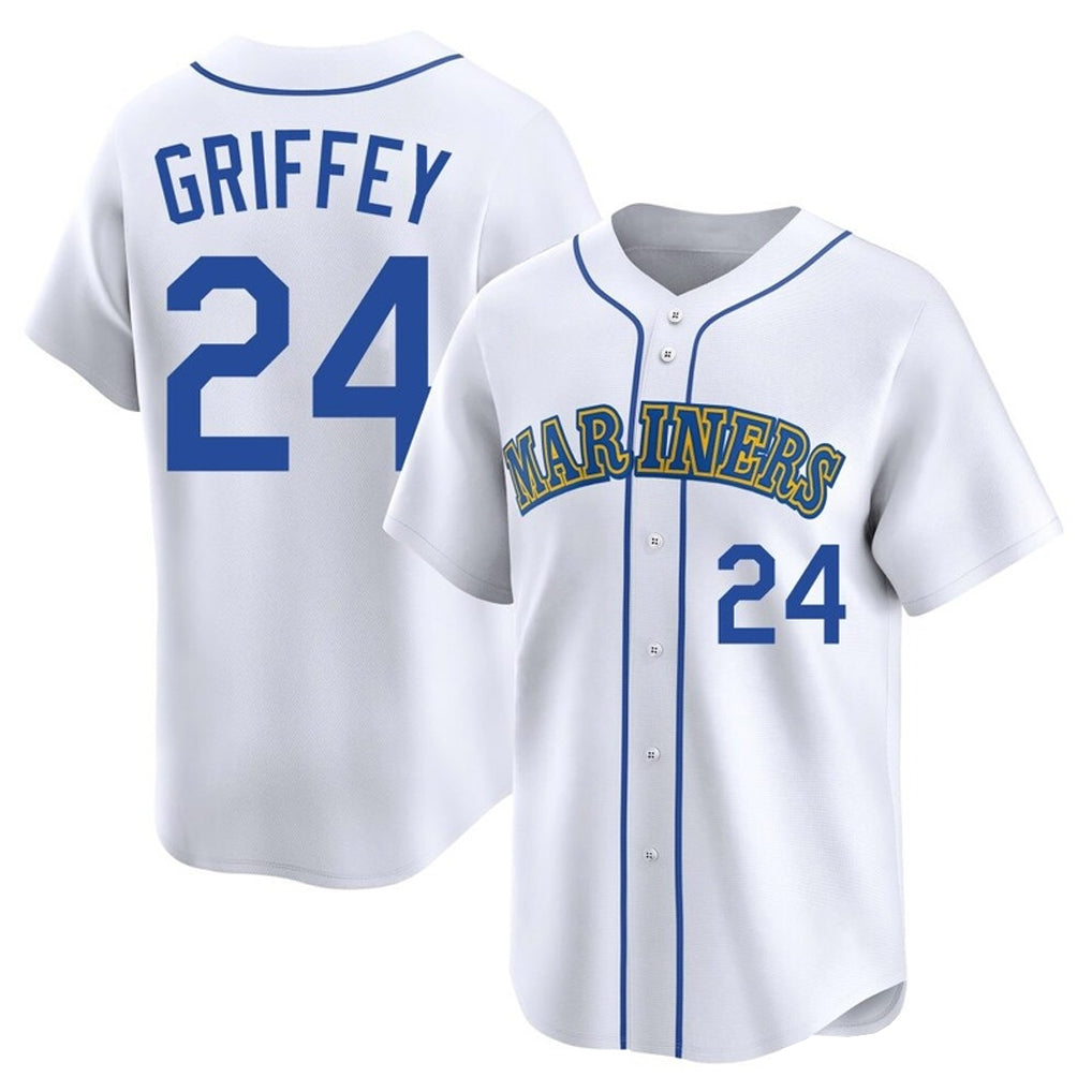 tocy S.Mariners #24 Ken Griffey Jr Player White Pitch Fashion Game Stitched Jerseys