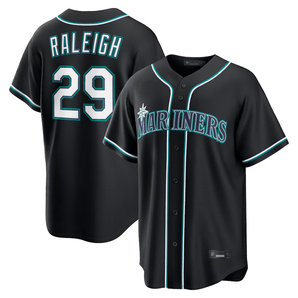 tocy S.Mariners #29 Cal Raleigh Player Black Fashion Home Limited Stitched Jerseys