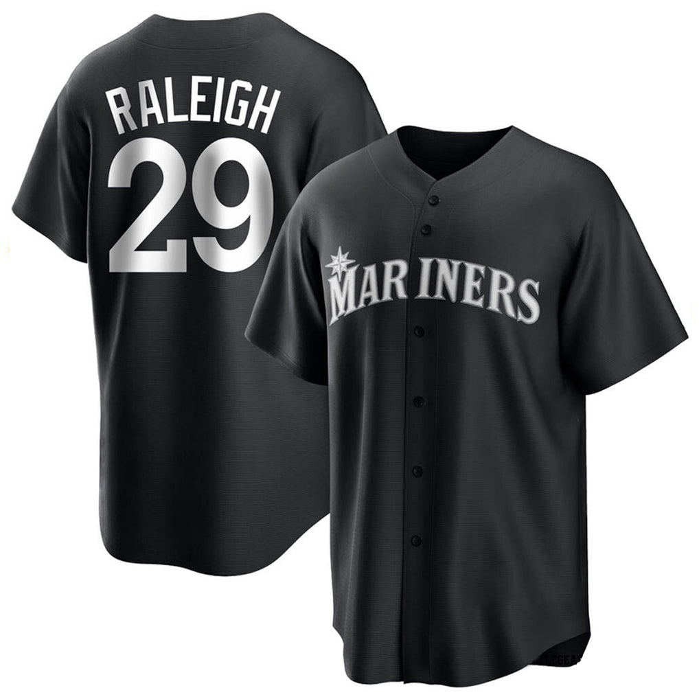 tocy S.Mariners #29 Cal Raleigh Player Black Home Limited Stitched Jerseys