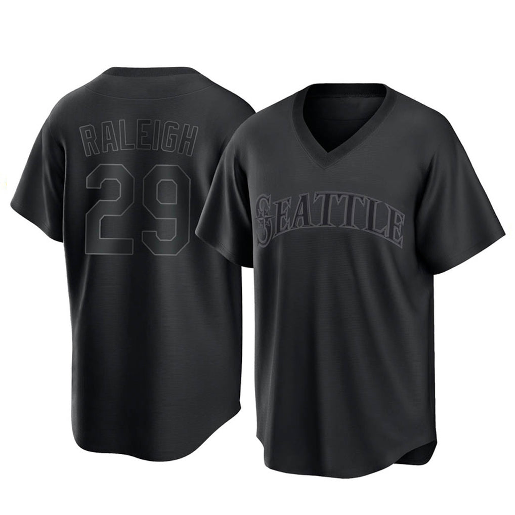tocy S.Mariners #29 Cal Raleigh Player Black Replica Fashion T-shirt Stitched Jerseys