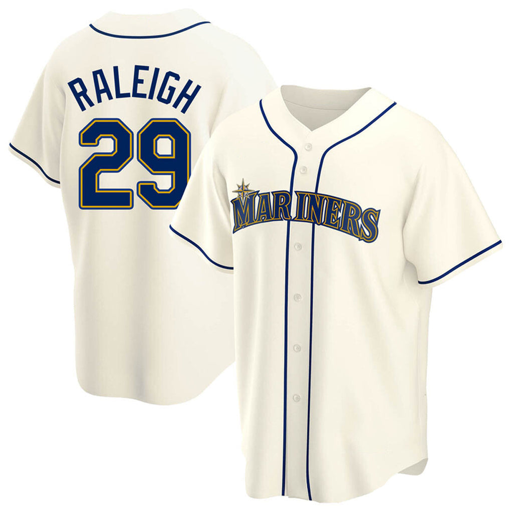 tocy S.Mariners #29 Cal Raleigh Player Cream Home Game Stitched Jerseys