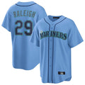tocy S.Mariners #29 Cal Raleigh Player Light Blue Home Game Stitched Jerseys
