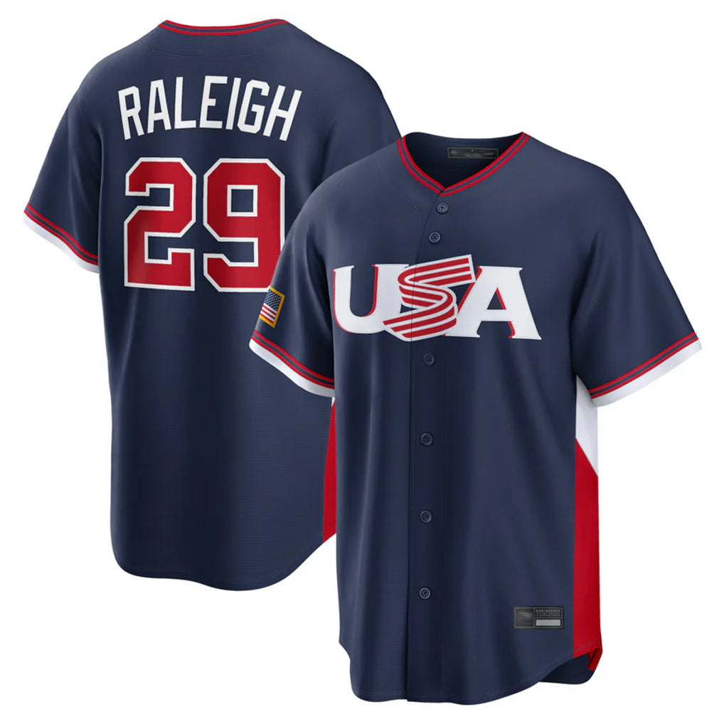 tocy S.Mariners #29 Cal Raleigh Player Navy USA 2026 World Classic Game Stitched Jerseys