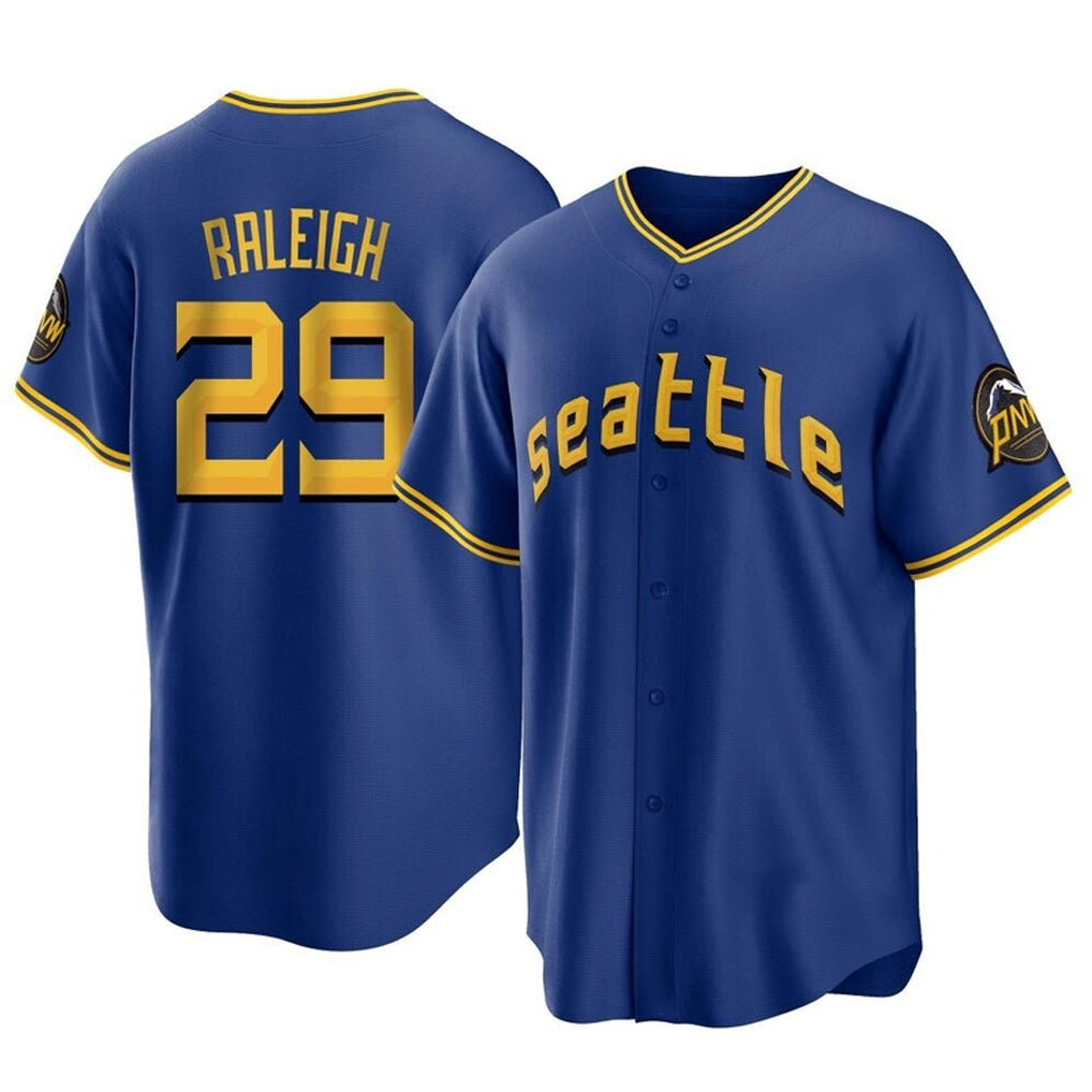 tocy S.Mariners #29 Cal Raleigh Player Royal City Connect Home Game Stitched Jerseys