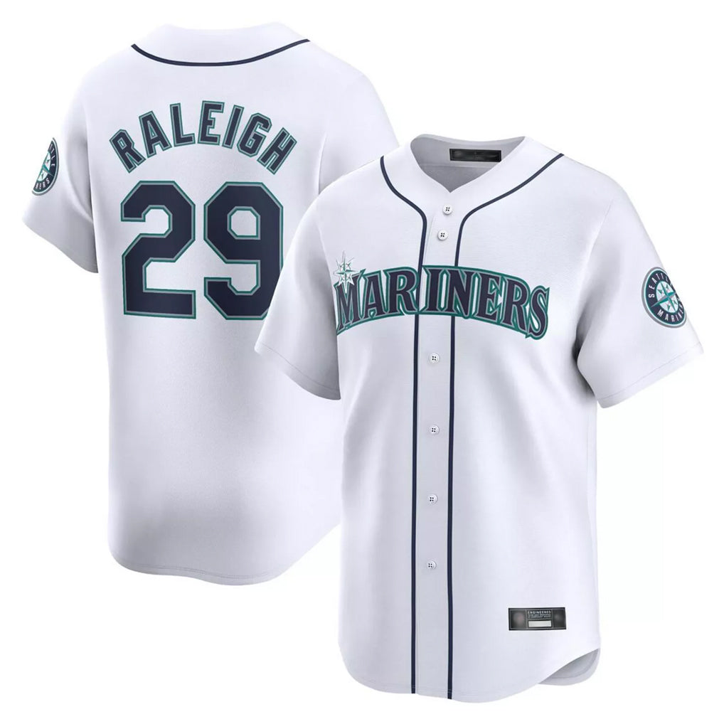 tocy S.Mariners #29 Cal Raleigh Player White Home Limited Stitched Jerseys