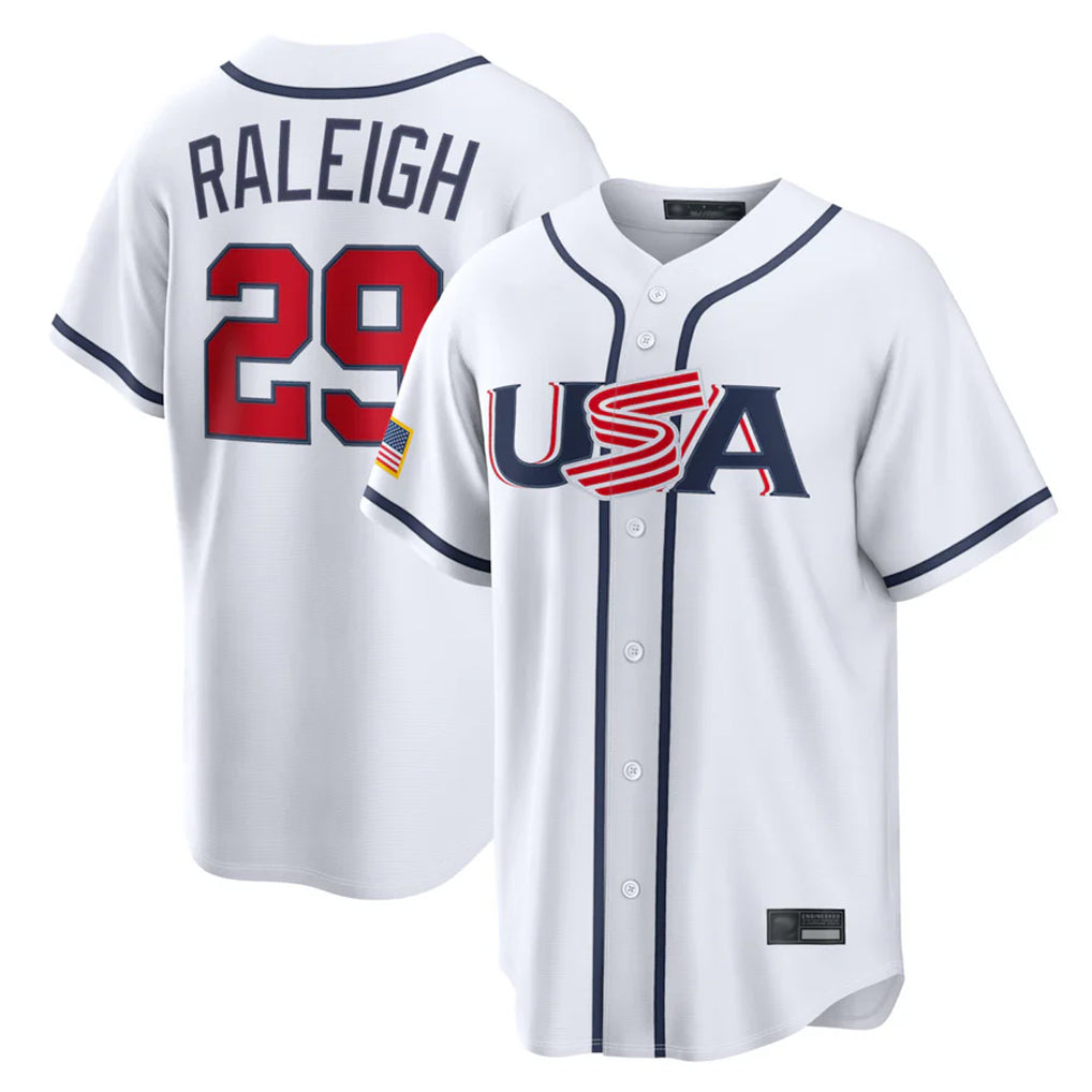 tocy S.Mariners #29 Cal Raleigh Player White USA 2026 World Classic Game Stitched Jerseys