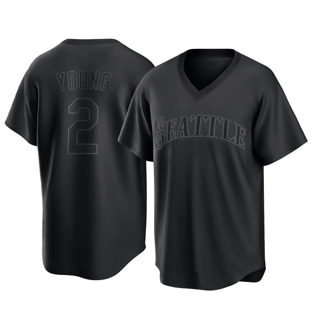 tocy S.Mariners #2 Cole Young Player Black Replica Fashion T-shirt Stitched Jerseys