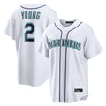 tocy S.Mariners #2 Cole Young Player White Home Game Stitched Jerseys